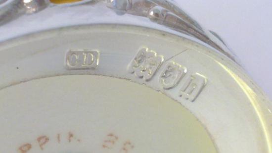 ０５７　コールポート　純銀天使紋ホルダー金彩ロココ紋様　カップ＆ソーサー