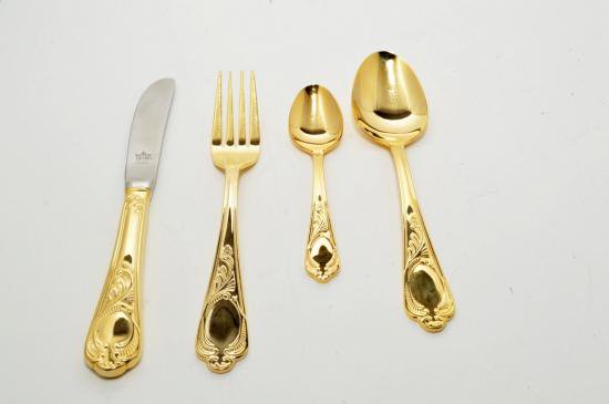 ００３　ドイツ製２４金　カトラリー７０本セット　アタッシュケース