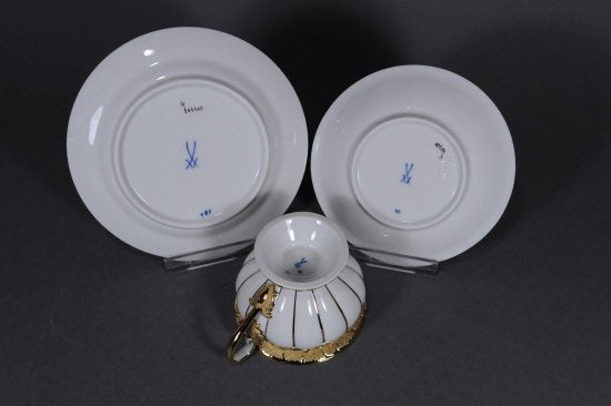 ０４６　マイセン(meissen)　Xフォーム グランツゴールド　カップ＆ソーサー＆プレート