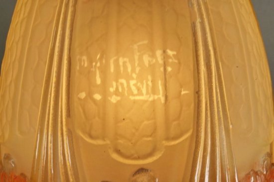 フランスのガラス工芸家　ミューラー兄弟紫陽花の花柄のブロンズランプ テーブルランプ