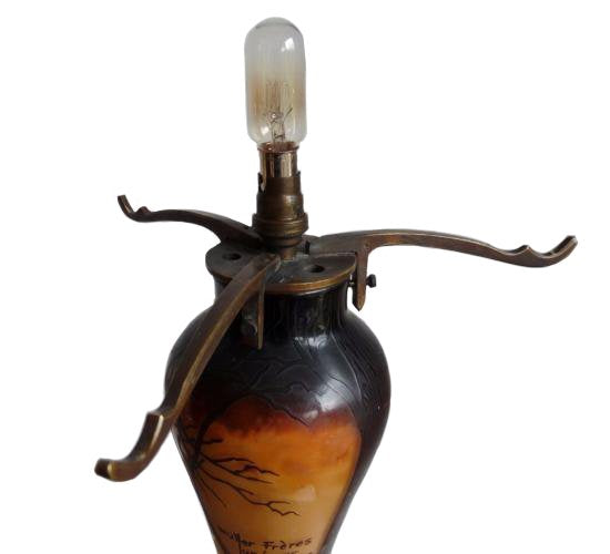 ００７　ミューラー兄弟　アンティークランプ　コウモリとフクロウのステンドランプ