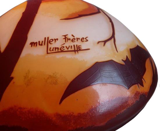 ００７　ミューラー兄弟　アンティークランプ　コウモリとフクロウのステンドランプ