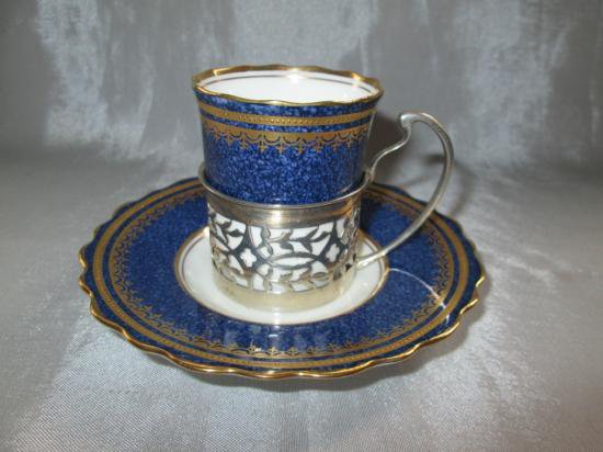 ００４　エインズレイ　スターリングシルバー　カップ＆ソーサー コバルト