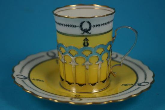 ００５　エインズレイ　スターリングシルバー　カップ＆ソーサー　イエロー