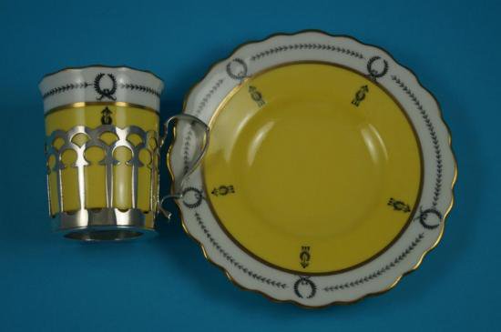 ００５　エインズレイ　スターリングシルバー　カップ＆ソーサー　イエロー