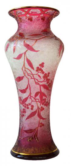 オールドバカラ　ピンクのエグランチエ技法の飾り花瓶