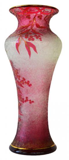 オールドバカラ　ピンクのエグランチエ技法の飾り花瓶