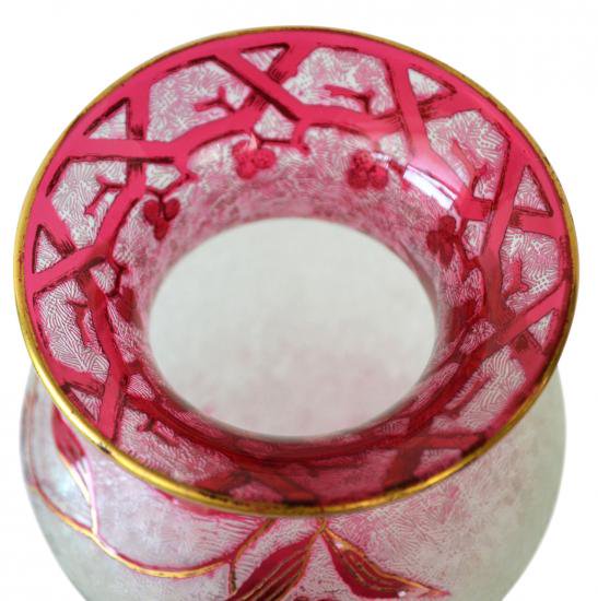 オールドバカラ　ピンクのエグランチエ技法の飾り花瓶