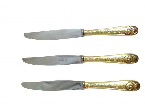 ０５６　クリストフル　２４金　ビレロイ　Christofle　ナイフ３本セット