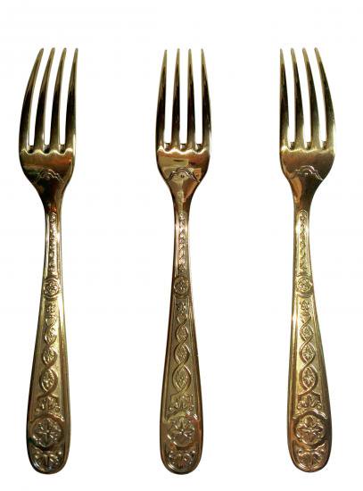 ０５７　クリストフル　２４金　ビレロイ Christofle フォーク３本セット