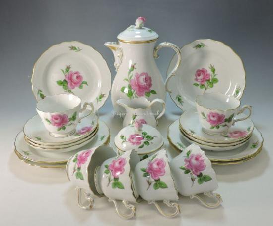 １６８　マイセン meissen　ピンクローズ　２１点フルセット