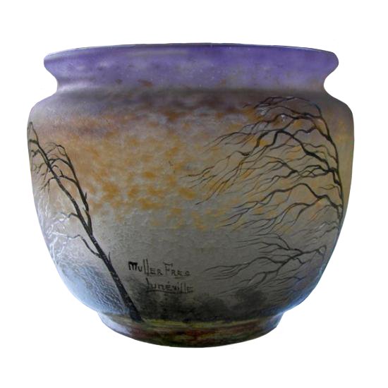 ００８　アンティークランプ風景図花瓶