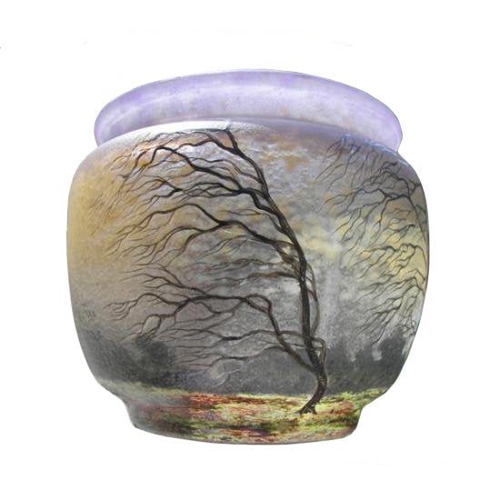 ００８　アンティークランプ風景図花瓶