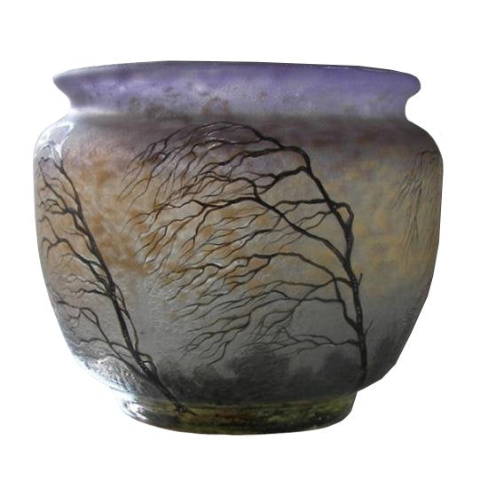 ００８　アンティークランプ風景図花瓶