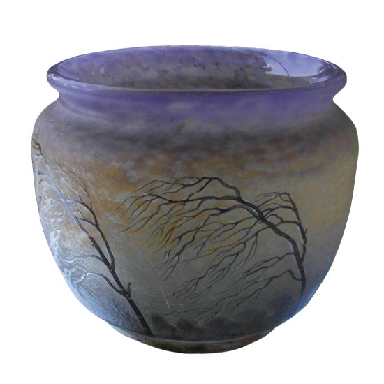 ００８　アンティークランプ風景図花瓶