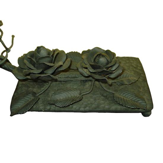 ００９　ミューラー兄弟　アンティークランプ　バラの装飾ステンドランプ