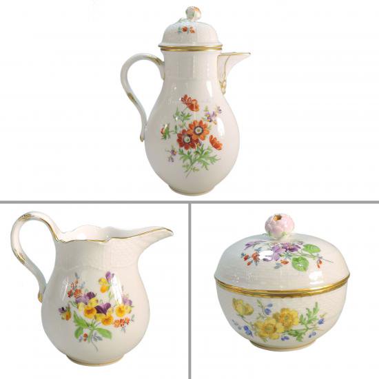 マイセン レリーフ花の絵のリッチ カップ フルセット２１セット