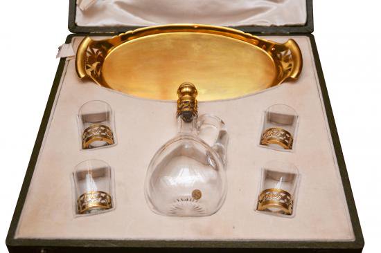 ０５８　クリストフル＆バカラ　リキュールカラフとグラスのセット　スターリングシルバー９２５