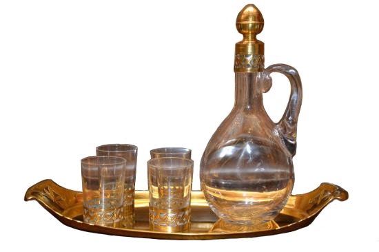 ０５８　クリストフル＆バカラ　リキュールカラフとグラスのセット　スターリングシルバー９２５