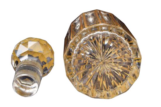 ２５０　古ガラス　バカラ・金彩碧硝子切子多面体 ボトル BACCARAT 1４cm