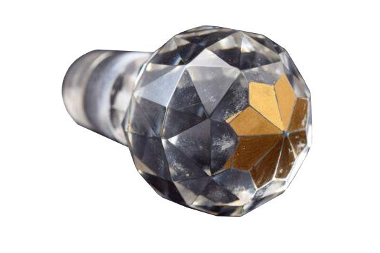 ２５０　古ガラス　バカラ・金彩碧硝子切子多面体 ボトル BACCARAT 1４cm