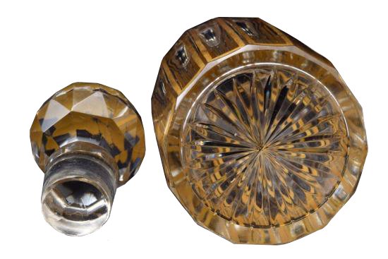 ２５２　古ガラス　バカラ・金彩碧硝子切子多面体 ボトル BACCARAT 1５cm