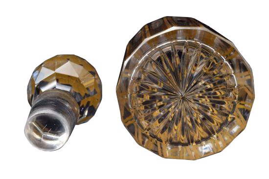 ２５３　古ガラス　バカラ・金彩碧硝子切子多面体 ボトル BACCARAT 1８cm