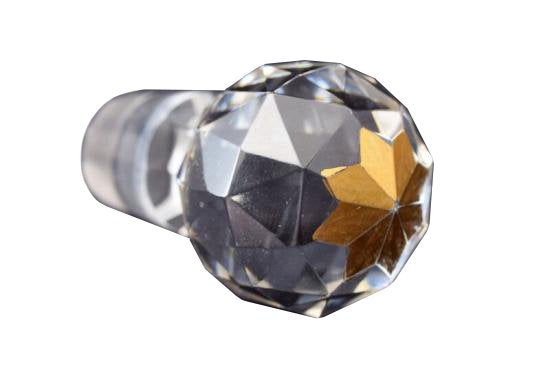 ２５４　古ガラス　バカラ・金彩碧硝子切子多面体 ボトル BACCARAT 1０cm