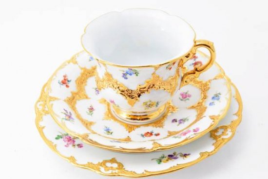 マイセン Bフォーム グランツ小花 コバルトtrio ファイファー期