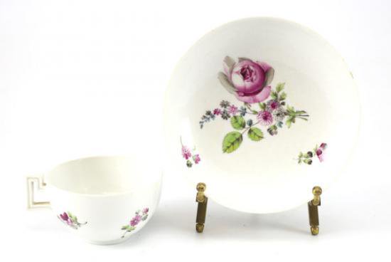 ０１５　マイセン meissen カップ＆ソーサー(薔薇の絵柄)1800年代の作品 マルコリーニ