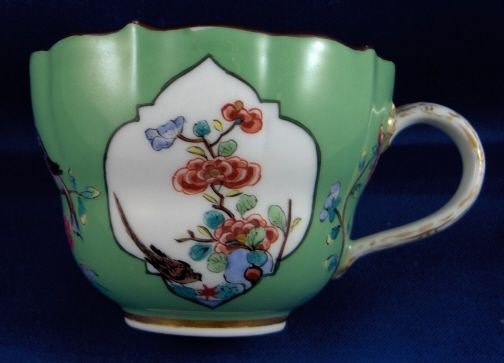０１６　マイセン meissen カップ＆ソーサー(緑の地色にシノワズリ)19世紀の作品