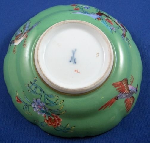 ０１６　マイセン meissen カップ＆ソーサー(緑の地色にシノワズリ)19世紀の作品