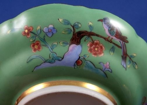 ０１６　マイセン meissen カップ＆ソーサー(緑の地色にシノワズリ)19世紀の作品