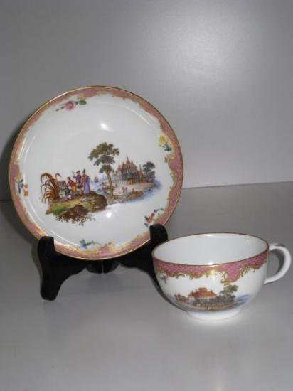 ０１７　マイセン meissen　カップ＆ソーサー(港の光景)18世紀の作品