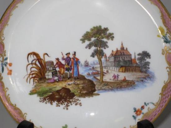 ０１７　マイセン meissen　カップ＆ソーサー(港の光景)18世紀の作品