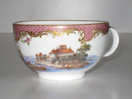 ０１７　マイセン meissen　カップ＆ソーサー(港の光景)18世紀の作品