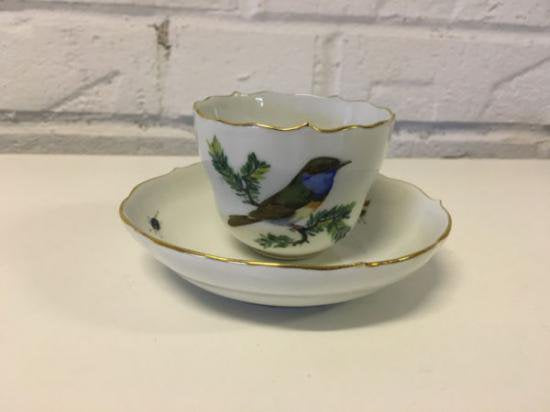 ０３７　マイセン meissen　デミタスカップ＆ソーサー(鳥と虫の絵柄)