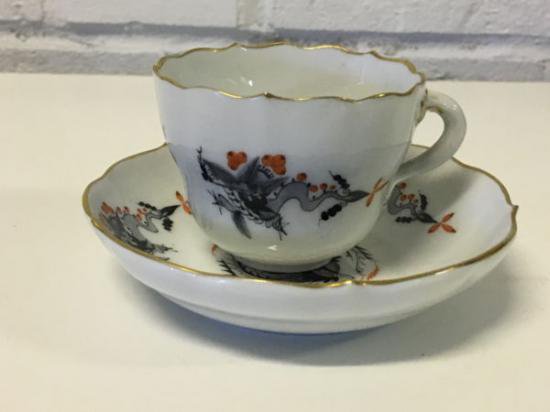 ０４４　マイセン meissen　デミタスカップ＆ソーサー(黒い明朝風ドラゴン)