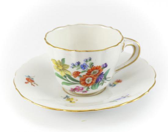 ０４７　マイセン meissen デミタスカップ＆ソーサー(花の絵柄)1947-73の作品