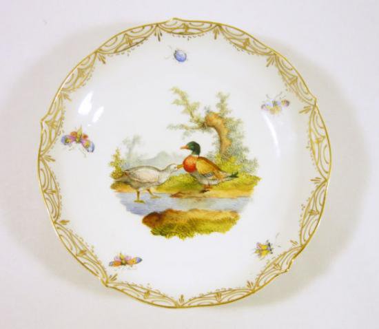 ０５０　マイセン meissen カップ＆ソーサー(カモのいる風景)19世紀の作品