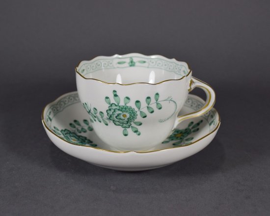 ０５４　１級品　マイセン meissen インドの華　グリーンカップ＆ソーサー