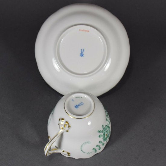 ０５４　１級品　マイセン meissen インドの華　グリーンカップ＆ソーサー