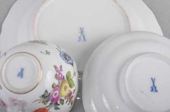 ０７１　マイセン meissen ５つ花のカップ＆ソーサー＆ケーキプレート