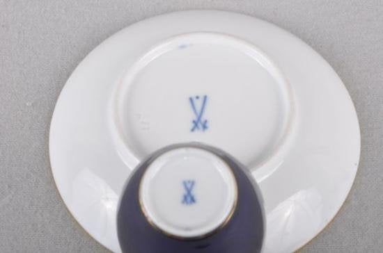 ０７３　マイセン meissen エスプレッソカップ＆ソーサー(コバルトブルー＆ブーケ)1級品
