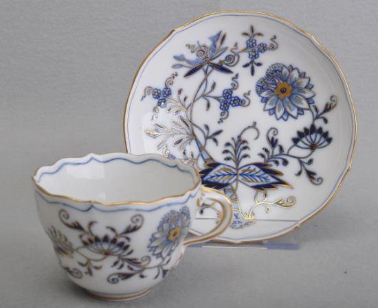 077 マイセン meissen ブルー（朱金）オニオン コーヒー 