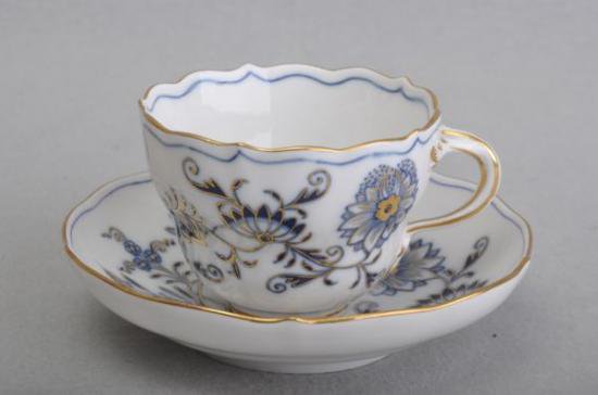 ０７７　マイセン meissen ブルー（朱金）オニオン コーヒーカップ＆ソーサー