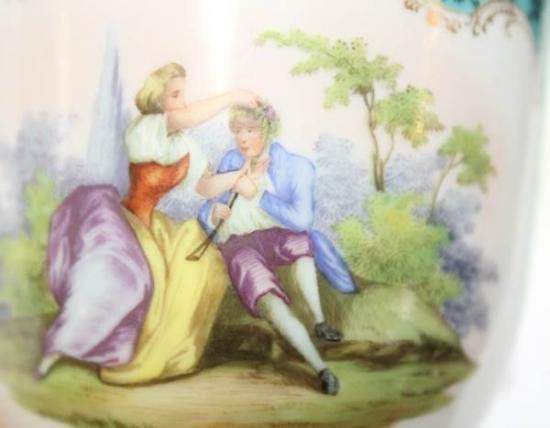 ０９１　マイセン meissen ティーカップ＆ソーサーセット(デートの光景)