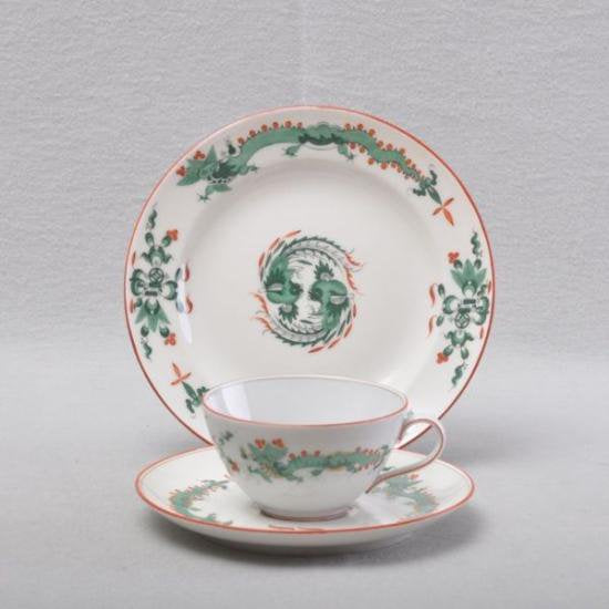 ０９７　マイセン meissen カップ＆ソーサー＆小皿(明朝風ドラゴン　リッチグリーン)