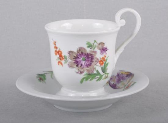 １００　マイセン　meissen ２つ花のカップ＆ソーサー(花の絵柄　コレクターズ)1級品