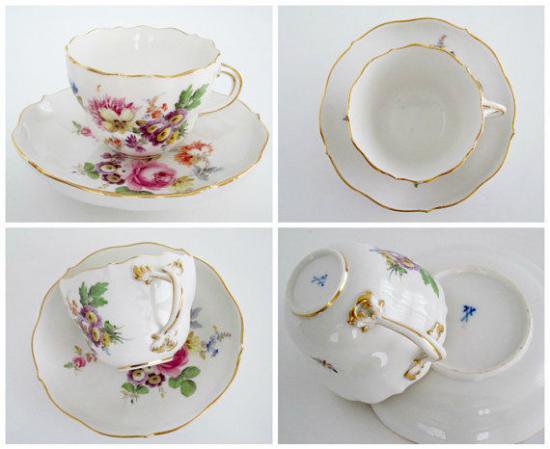 １０１　マイセン　５つ花のティーカップ＆ソーサーセット　コレクター